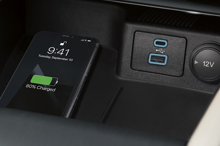 Close-up of the USB port