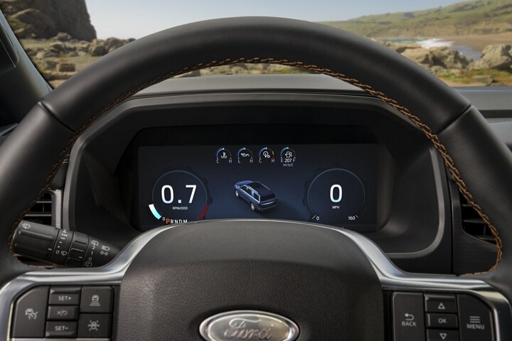 A shot of the fully digital instrument cluster
