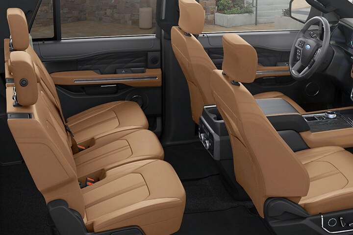 A shot of the three rows of seating in a 2023 Ford Expedition SUV