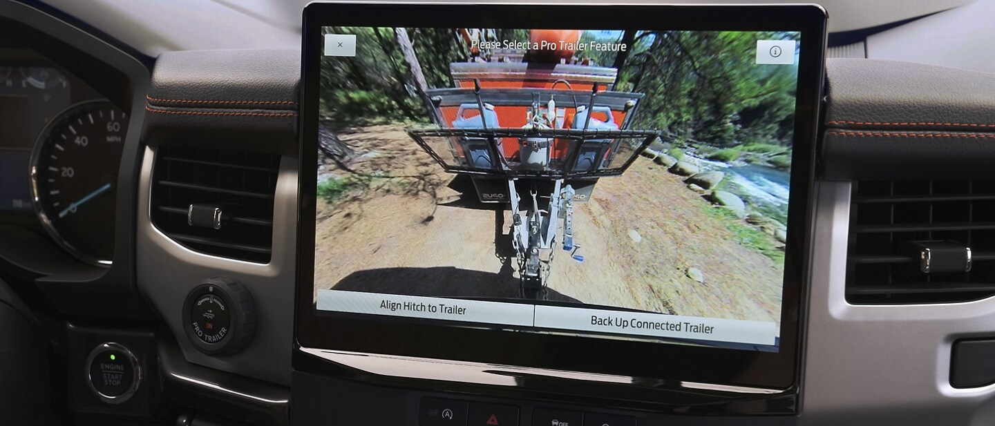 Pro Trailer Backup Assist™ being displayed in the 2023 Ford Expedition SUV touchscreen
