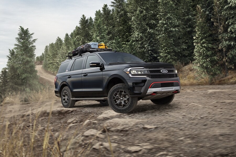 A 2023 Ford Expedition SUV parked on a mountain road