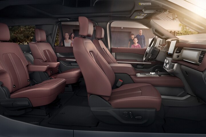 The available Limited Mahagony Interior of a 2023 Ford Expedition SUV