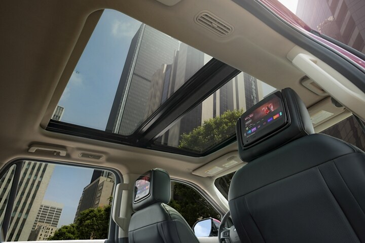 A shot of the available Panoramic Vista Roof® in a 2023 Ford Expedition SUV
