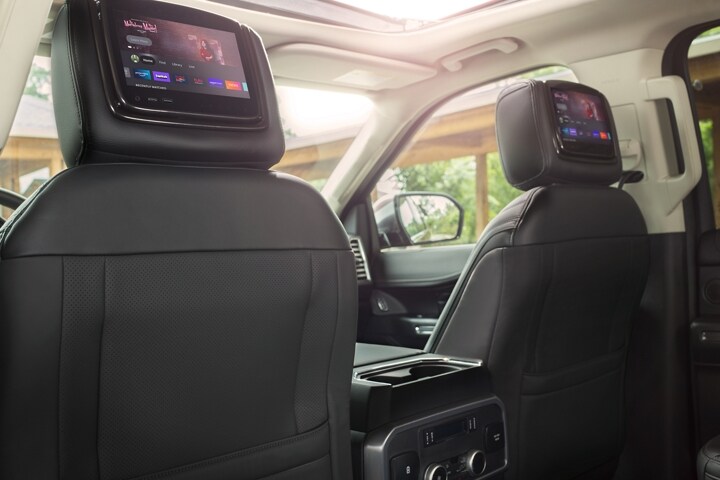 A shot of the dual headrest Rear Seat Entertainment System