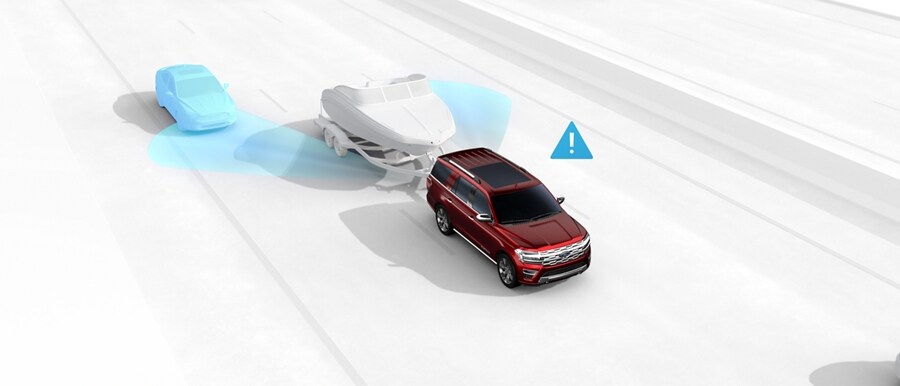 A graphic depiction of BLIS® (Blind Spot Information System) with Trailer Coverage