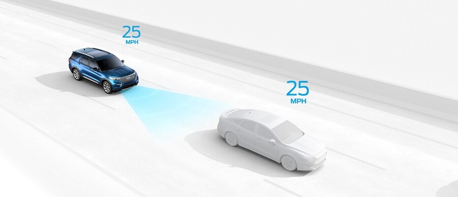 Graphic of an Explorer demonstrating Intelligent Adaptive Cruise Control