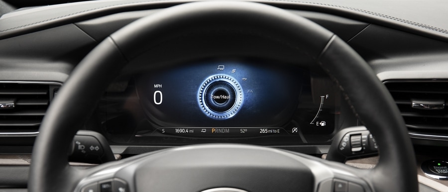 2023 Ford Explorer® SUV instrument cluster showing Tow/Haul drive mode