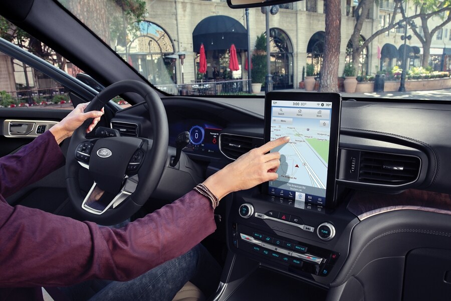 2023 Ford Explorer® SUV dashboard showing a 10.1-inch touchscreen in the center stack