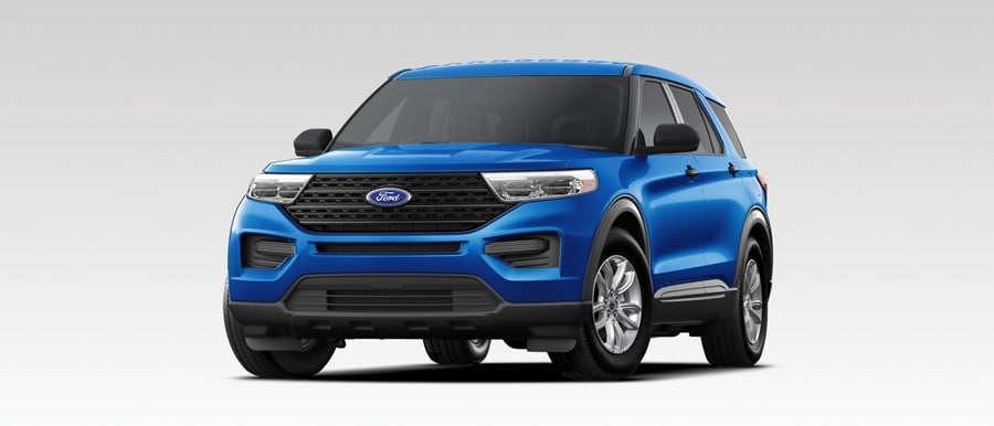 Se muestra una SUV Ford Explorer® Base 2023 en Atlas Blue Metallic