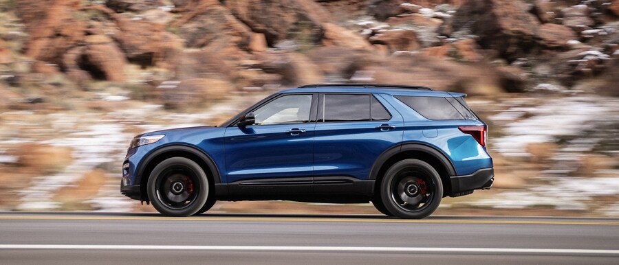 2023 Ford Explorer® ST model being driven on a highway