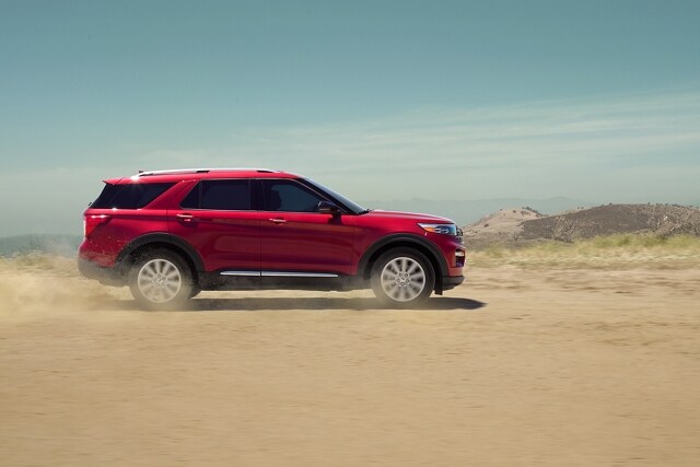 2023 Ford Explorer® Hybrid SUV being driven in the desert