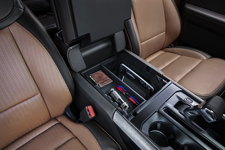 The media bin inside a 2023 Ford F-150®