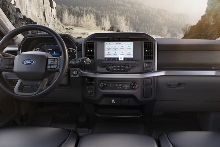 2023 Ford F-150® interior showing standard SYNC® 4 on the center touchscreen