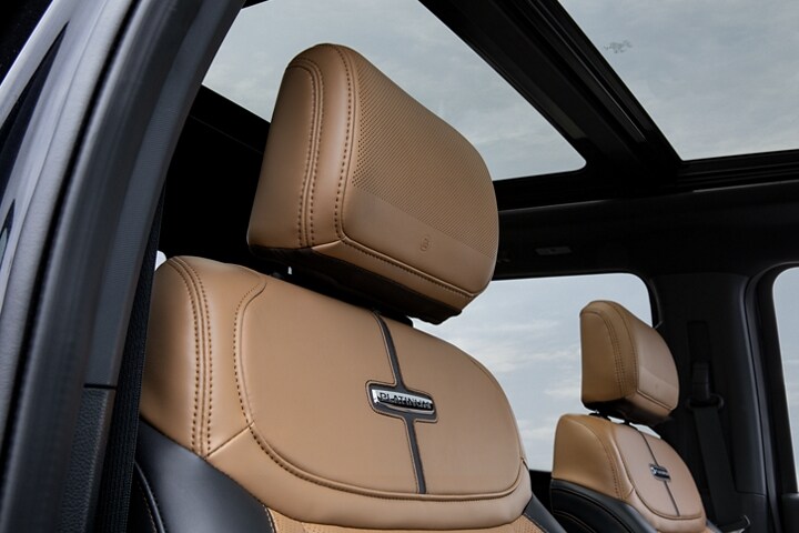 Close-up of the 2023 Ford F-150® Platinum headrests