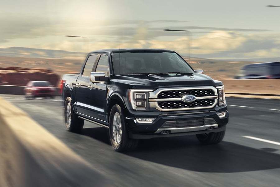 2023 Ford F-150® Platinum being driven on an expressway