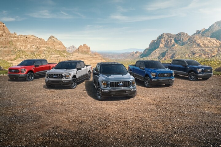 Image of the full-line of 2023 Ford F-150® pickups