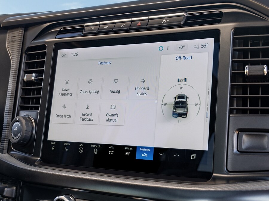 Close-up of the 12-inch touchscreen