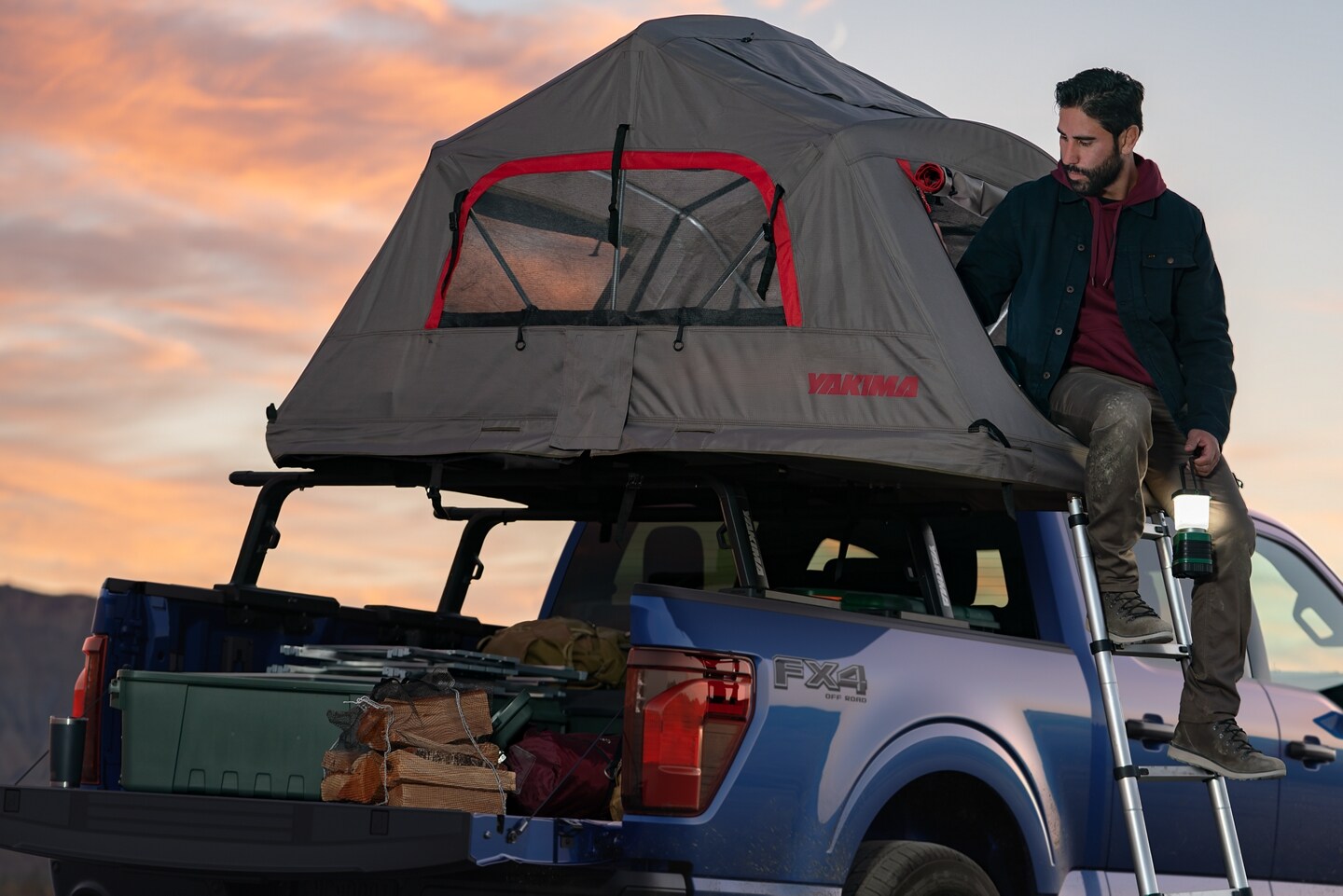Ford F-150 STX FX4 with camping tent attachment on the roof