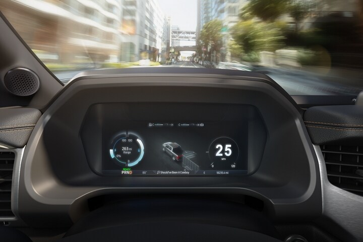 Close-up of a select drive mode highlighting the advanced graphics