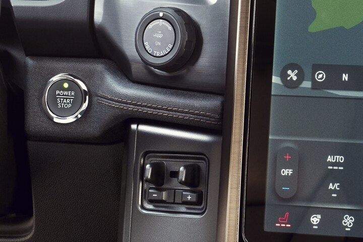 Close-up of the Trailer Brake Control knob on the center console