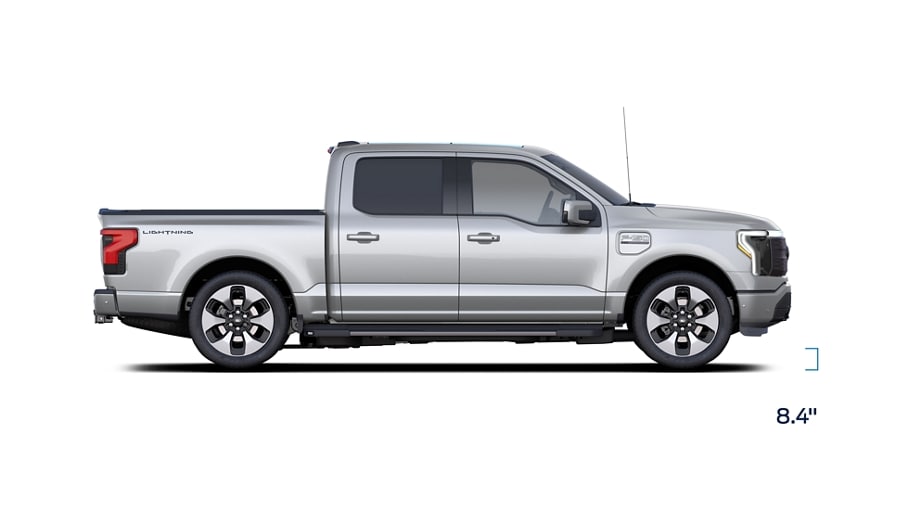 Profile of a 2023 Ford F-150 Lightning® with ground clearance measurement