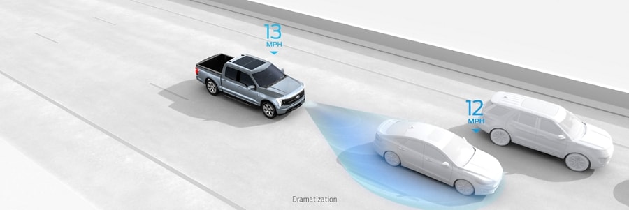 2023 Ford F-150 Lightning® displaying how advanced cruise control functions