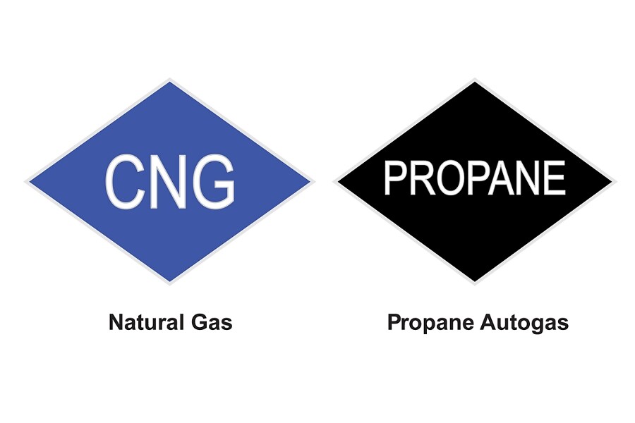 Logos que muestran gas natural gas y autogas de propano