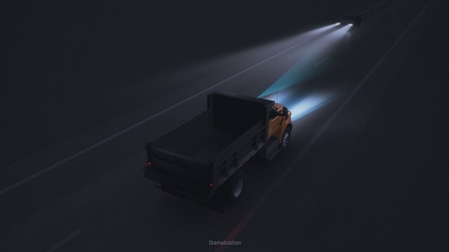 Animation of 2024 Ford Medium Duty using Auto High-Beam Headlamps