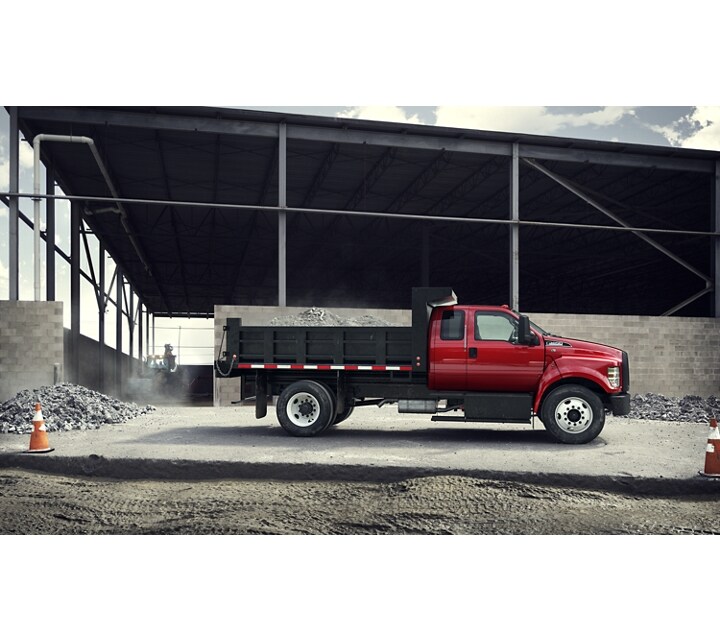 2024 Ford F-650 SuperCab in Race Red with dump truck upfit
