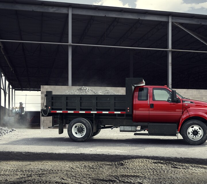 2024 Ford F-650 SuperCab in Race Red with dump truck upfit