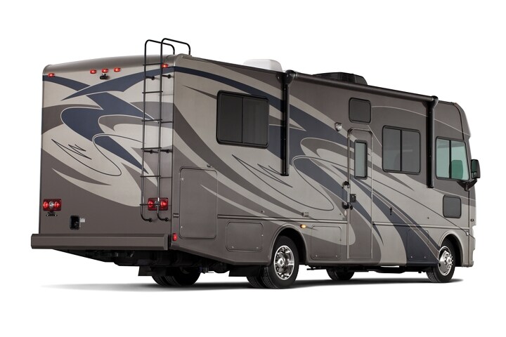 Class A motorhome on 2023 Ford F-53 Stripped Chassis on a white background