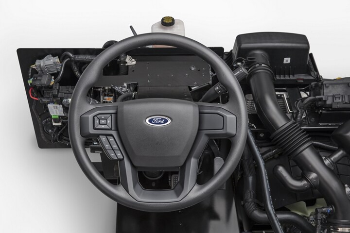 Close-up of the tilt/telescoping steering column