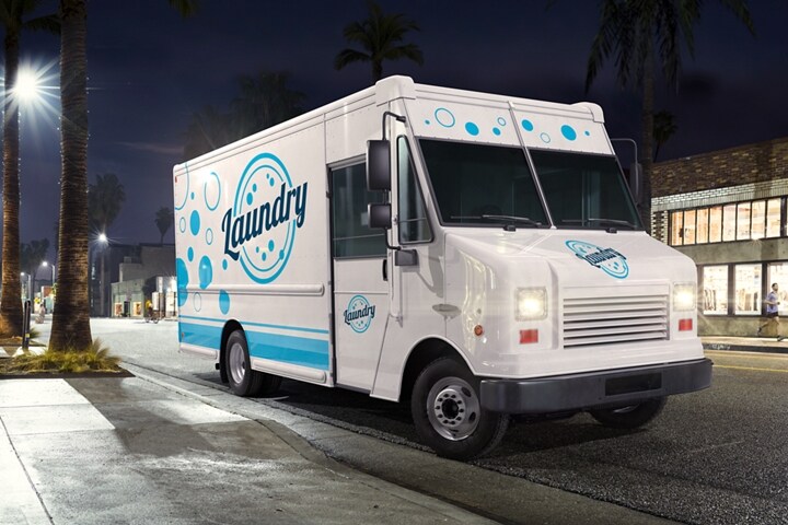 2023 Ford F-59 Stripped Chassis with walk-in delivery van body and laundry service design
