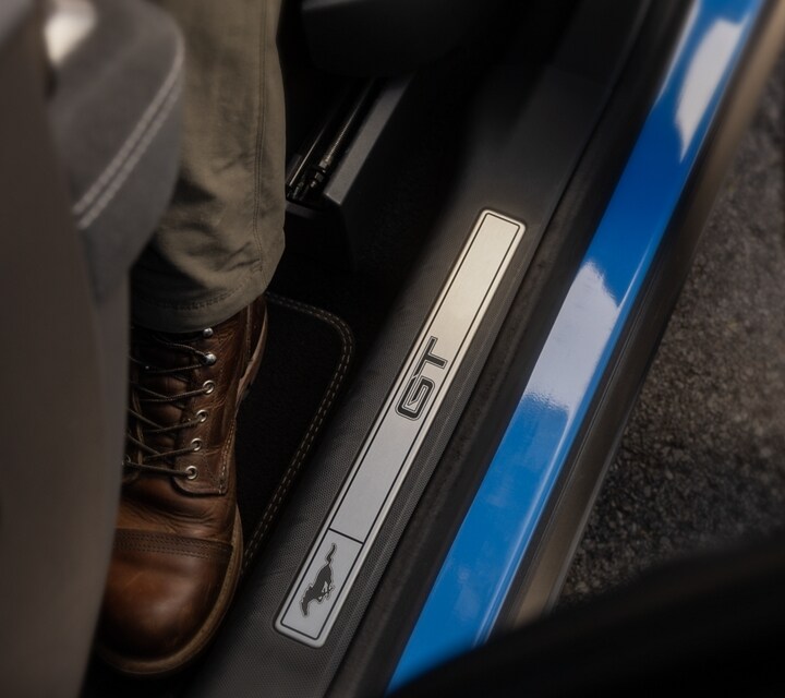 Scuff guard with GT badging on the 2023 Ford Mustang Mach-E GT model
