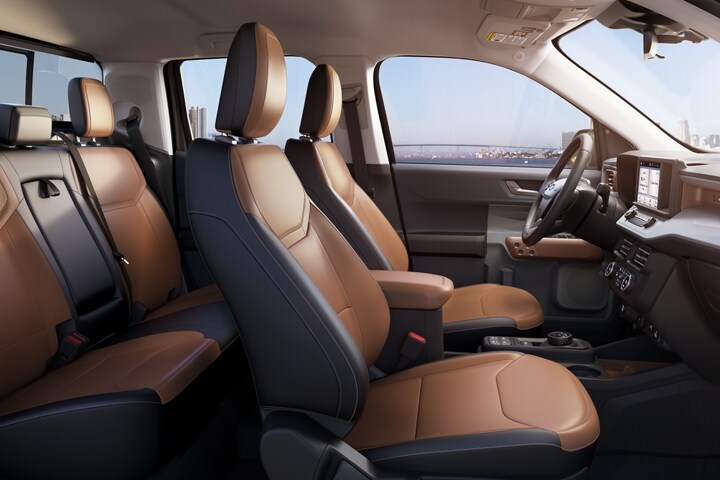 Desert Brown ActiveX™ seats in the spacious interior of the 2023 Ford Maverick® LARIAT model