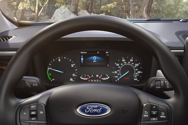 Instrument cluster and steering wheel of the 2023 Ford Maverick® truck