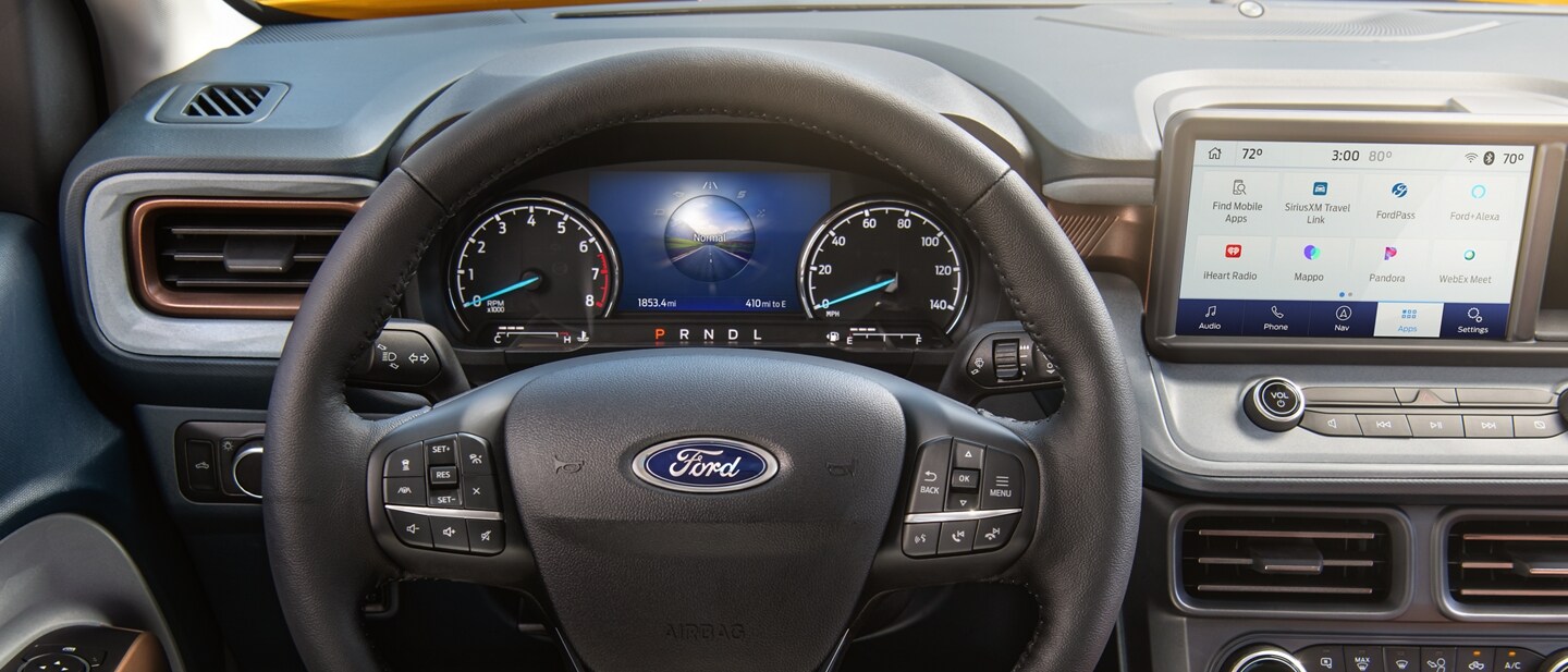 Primer plano de la pantalla del grupo de instrumentos donde se ve el modo Normal de la camioneta Ford Maverick® 2023