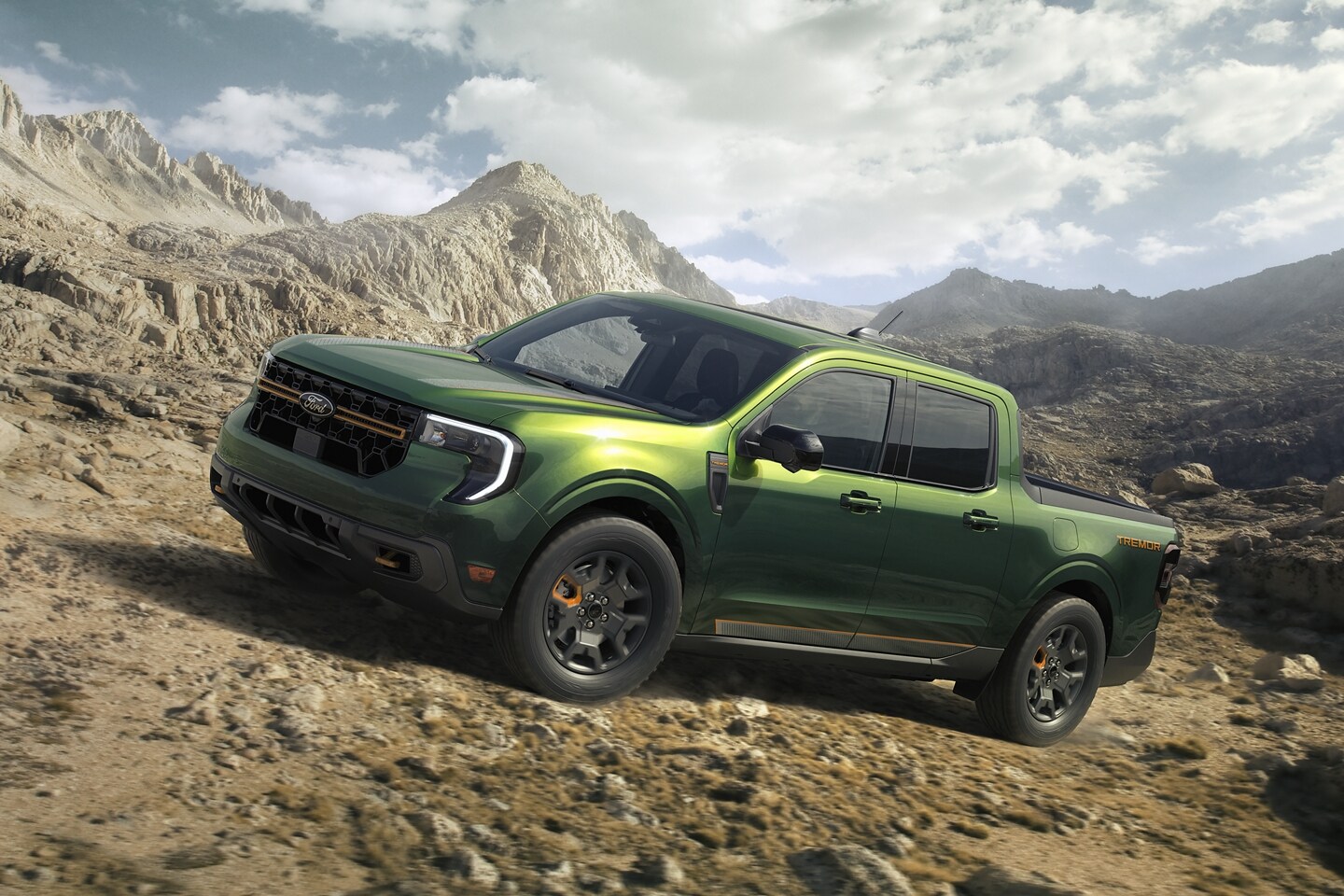 2025 Ford Maverick Tremor driving on rocky terrain