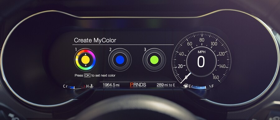 Primer plano del grupo de instrumentos LCD digital totalmente configurable de 12” disponible con MyColor® y MyMode