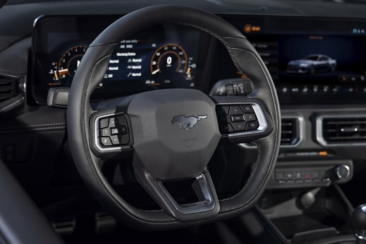 2024 Mustang® interior with flat-bottom steering wheel