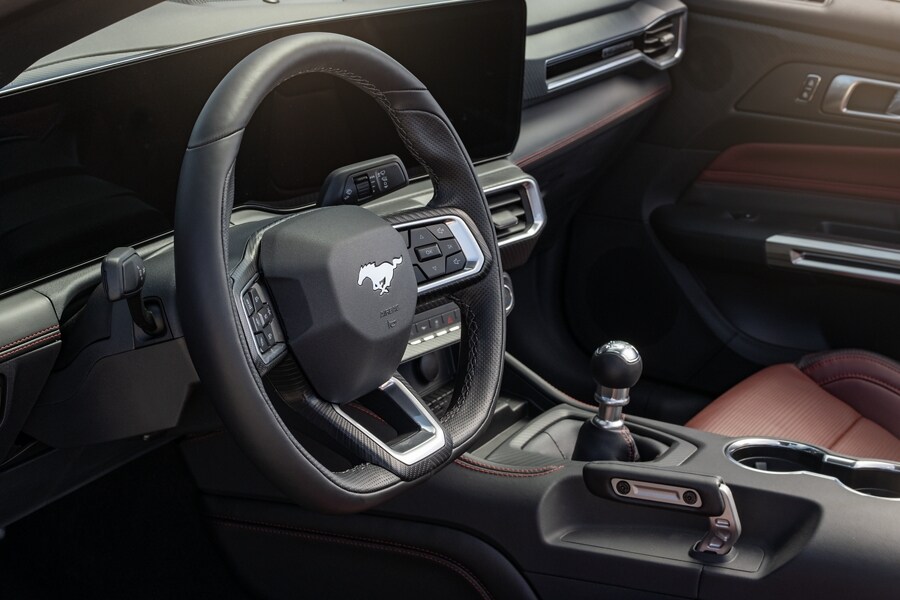 2024 Ford Mustang® interior with flat-bottom steering wheel