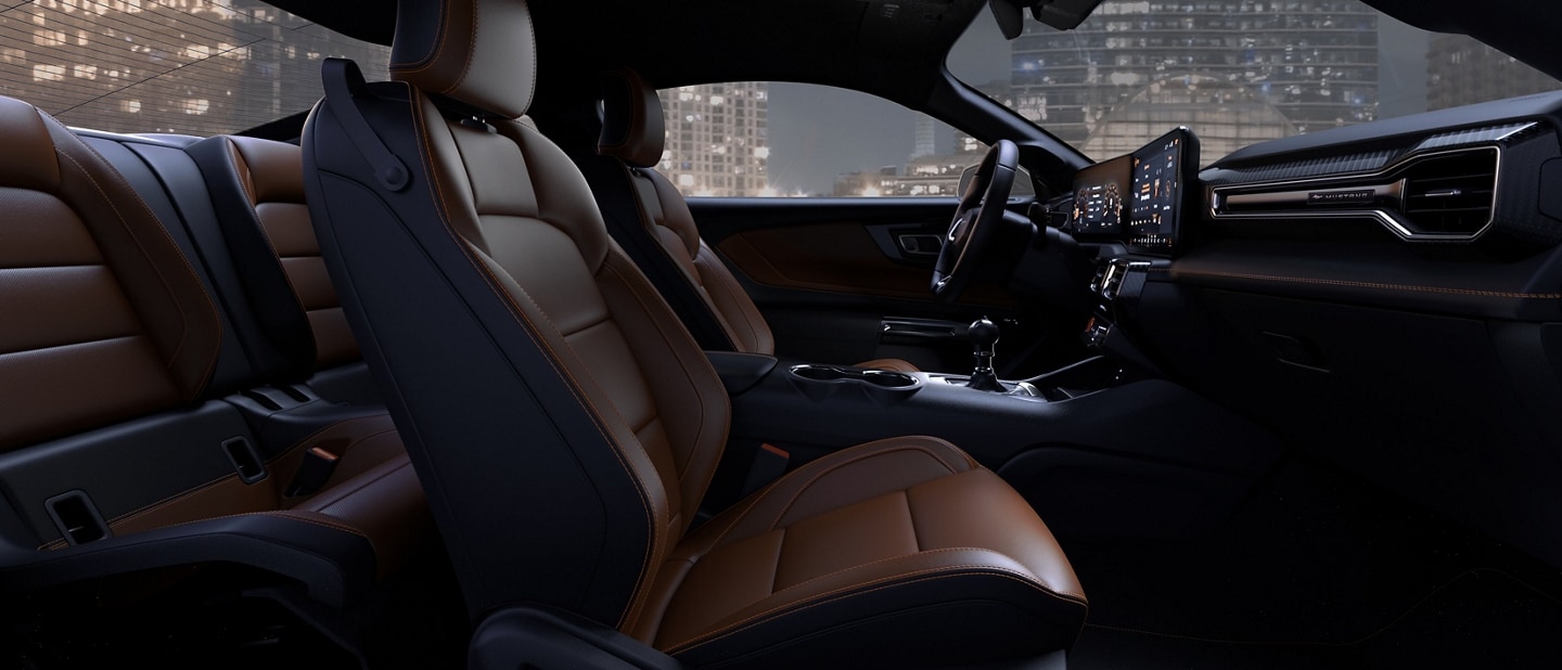 2024 Mustang® interior showing the available Emberglo interior environment