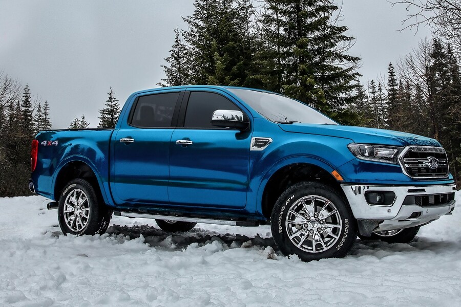 2022 Ford Ranger with Chrome Appearance Package parked in the snow