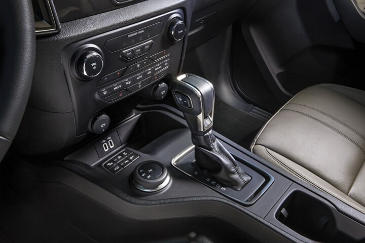 2022 Ford Ranger LARIAT shifter and flow-through console