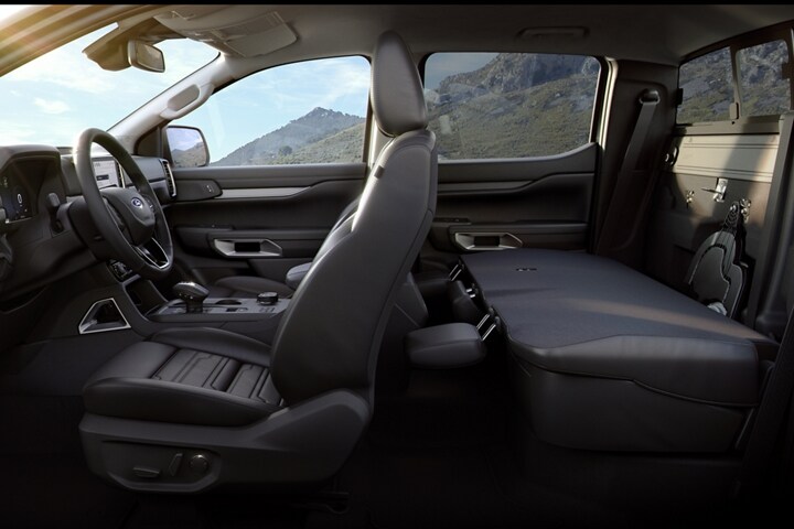 A 2024 Ford Ranger® SuperCrew® truck view of the interior seating