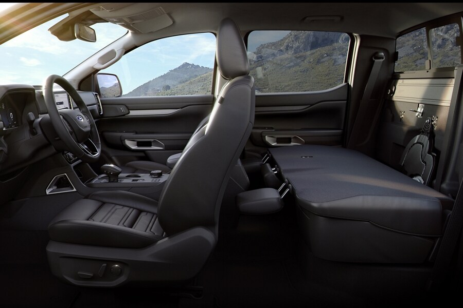 A 2024 Ford Ranger® SuperCrew® truck interior shot of the seating