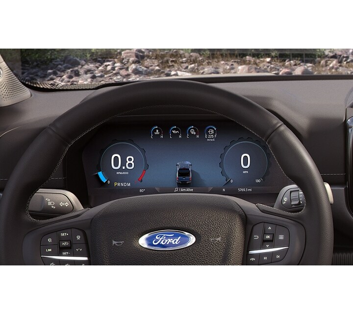 A close-up of a Digital Cluster on a 2024 Ford Ranger®