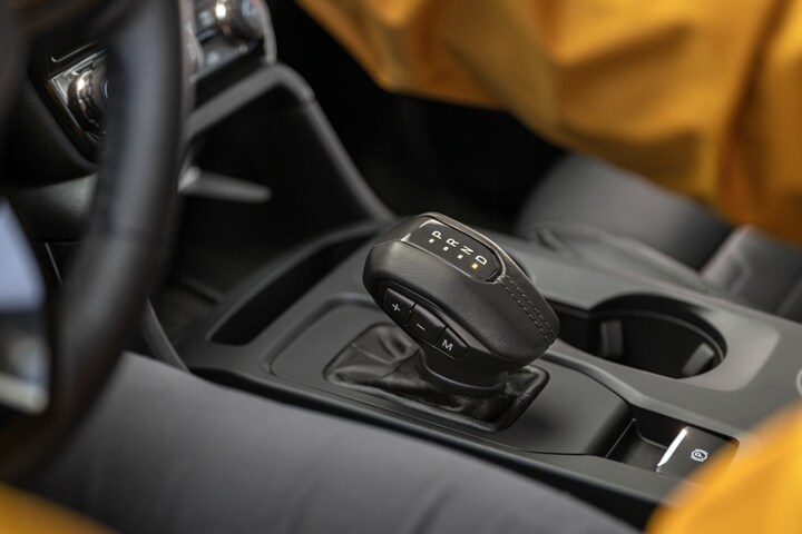 Close-up of the E-Shifter in a 2024 Ford Ranger® LARIAT® truck