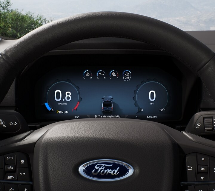 Close-up of a Digital Instrument Cluster