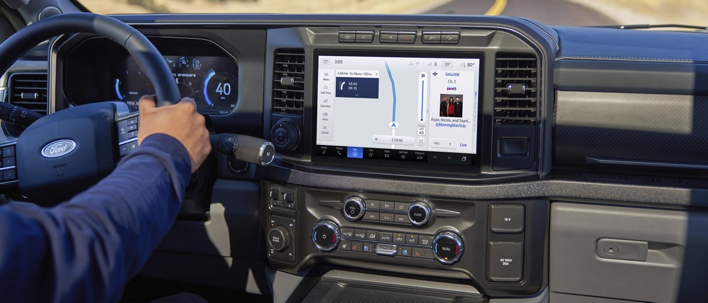 The 12-inch display screen and center dash panel